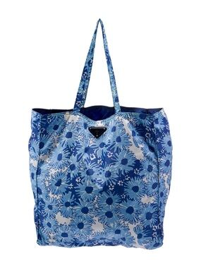 Prada Blue and White Floral Tote Bag